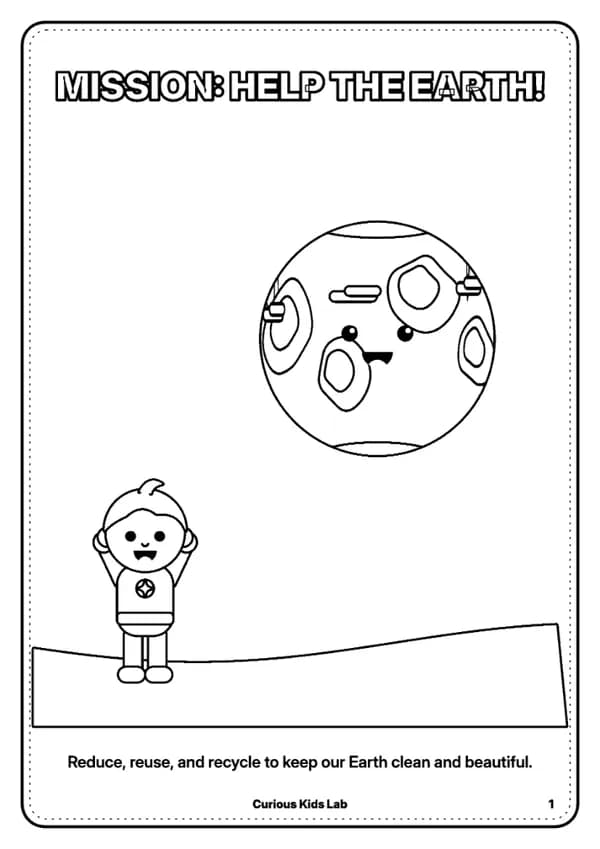 Page 2 du livre de coloriage « Livre de coloriage : réduire, réutiliser, recycler »
