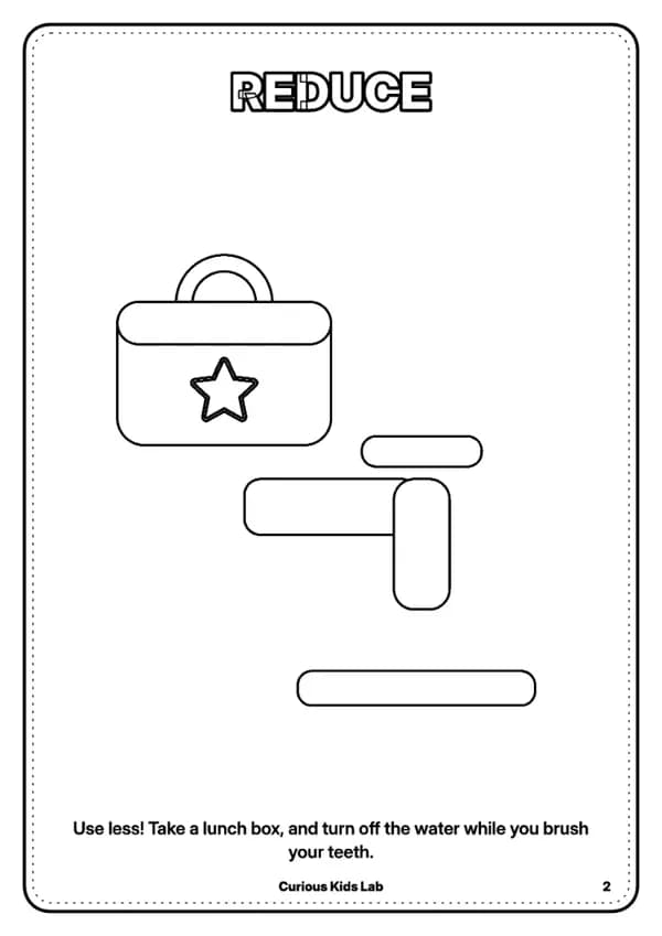 Page 3 du livre de coloriage « Livre de coloriage : réduire, réutiliser, recycler »