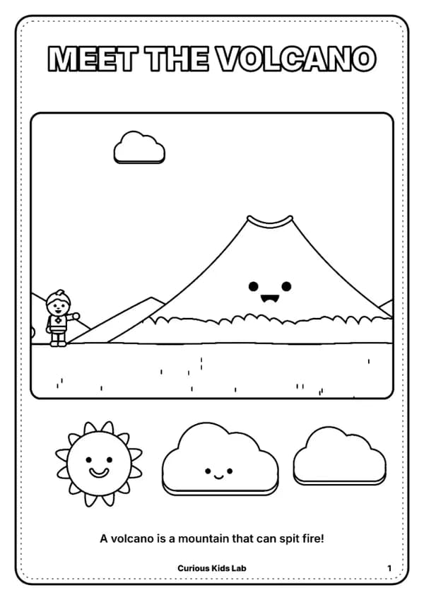 Page 2 du livre de coloriage « Livre de coloriage : les volcans »